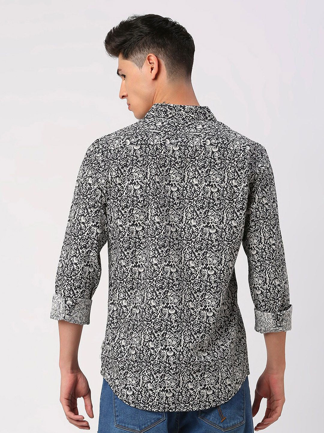 Being Human Floral Printed Pure Cotton Slim Fit Casual Shirt