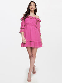 AND Pink Off-Shoulder Mini Dress