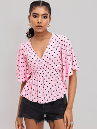 DressBerry Retro Replay Polka Dot Empire Style Top