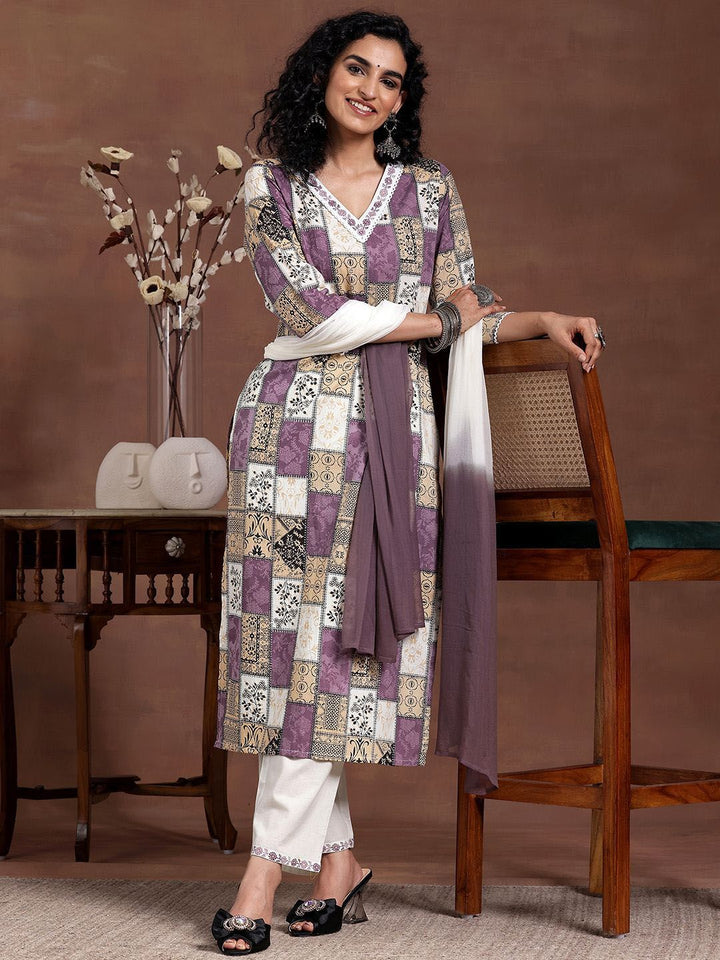 Libas Women Ethnic Motifs Printed Regular Thread Work Pure Cotton Kurta with Trousers