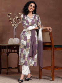 Libas Women Ethnic Motifs Printed Regular Thread Work Pure Cotton Kurta with Trousers
