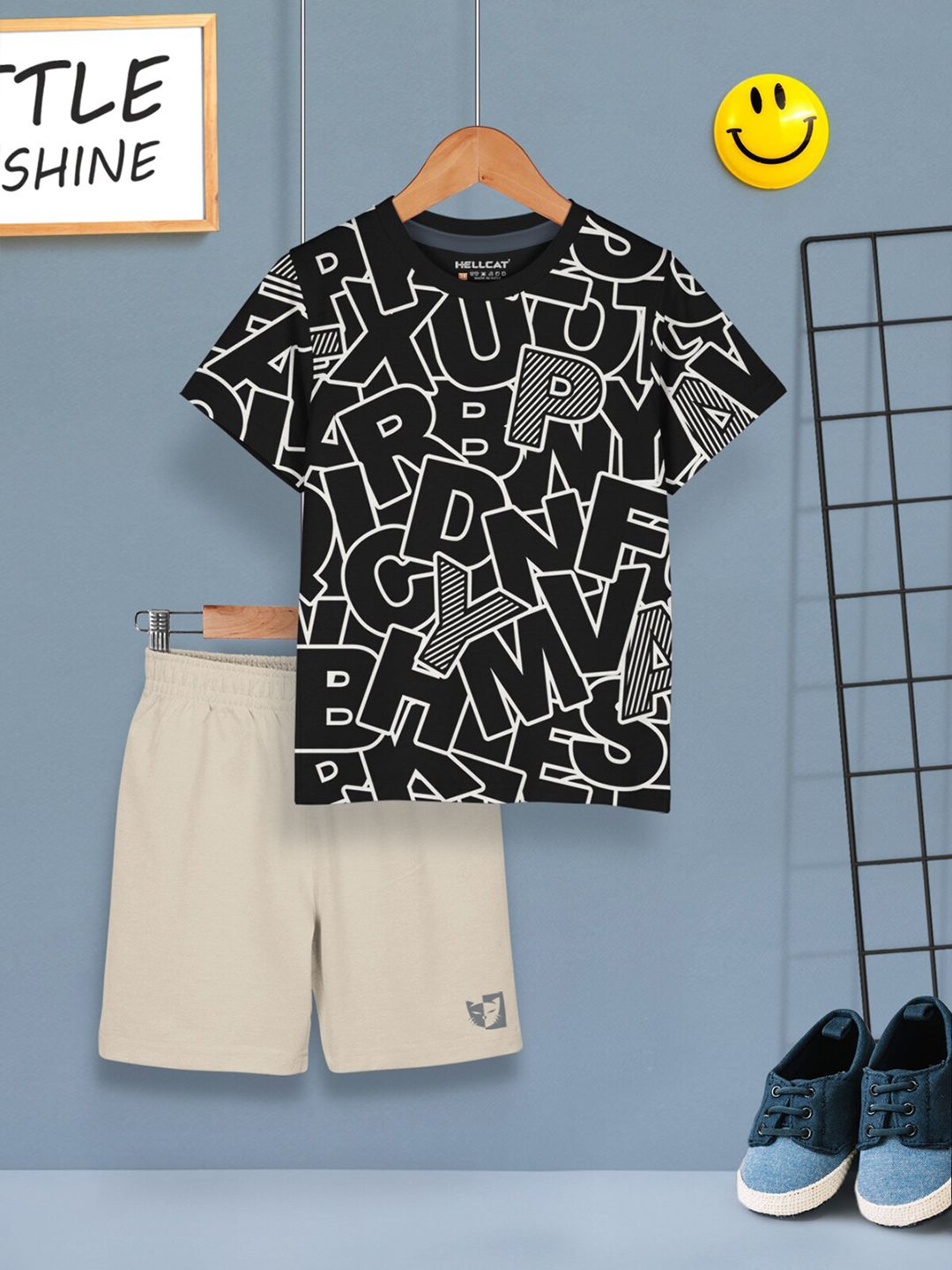 HELLCAT Boys Pack Of 2 Printed T-shirt with Shorts