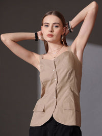 STREET 9 Shoulder Straps Sleeveless Cotton Top