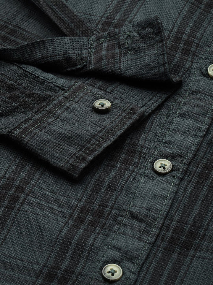 The Indian Garage Co Slim Fit Checked Pure Cotton Casual Shirt