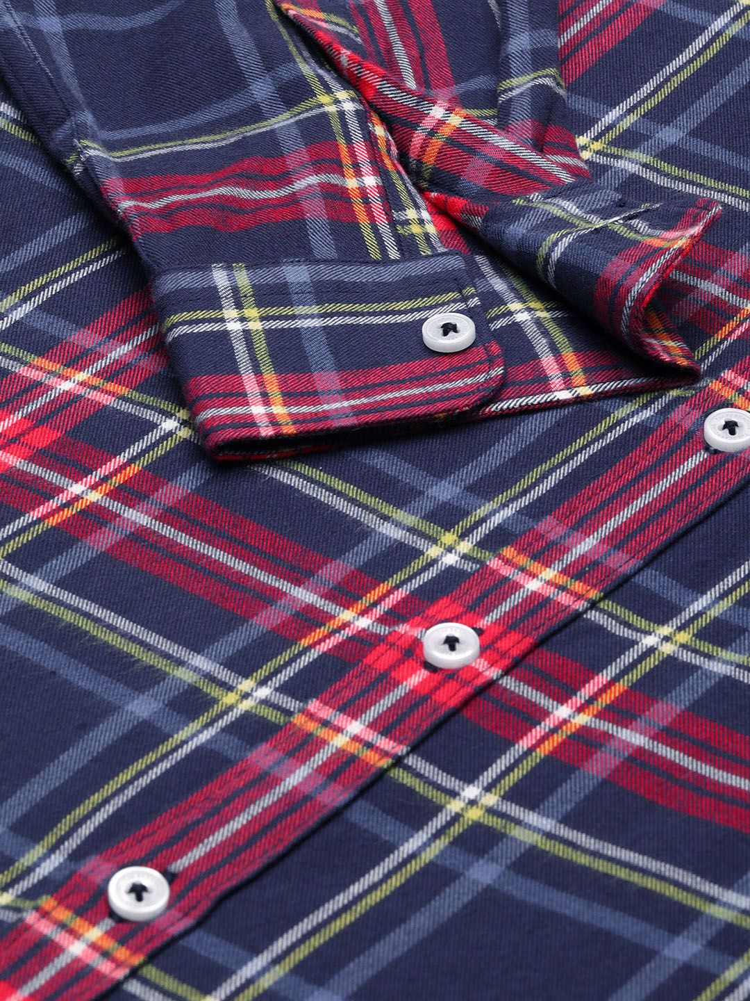 THE BEAR HOUSE Men Blue Flannel Slim Fit Pure Cotton Checked Casual Shirt