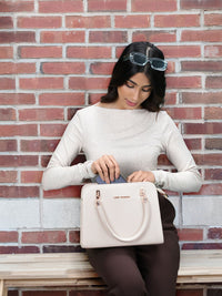 Lino Perros Off-White Solid Handheld Bag with Sling Strap