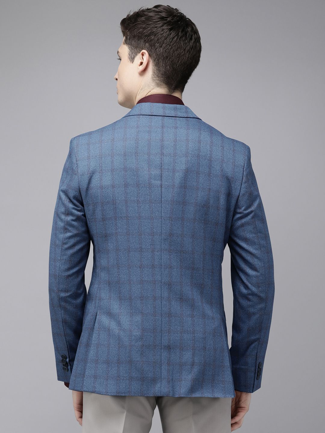 Park Avenue Memeriksa Super Slim Fit Blazer Formal Single-Breasted