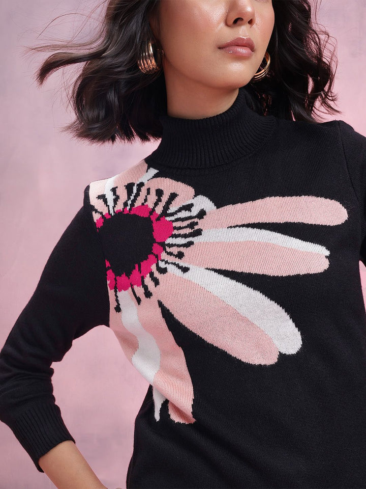 DressBerry Floral Turtle Neck Pullover