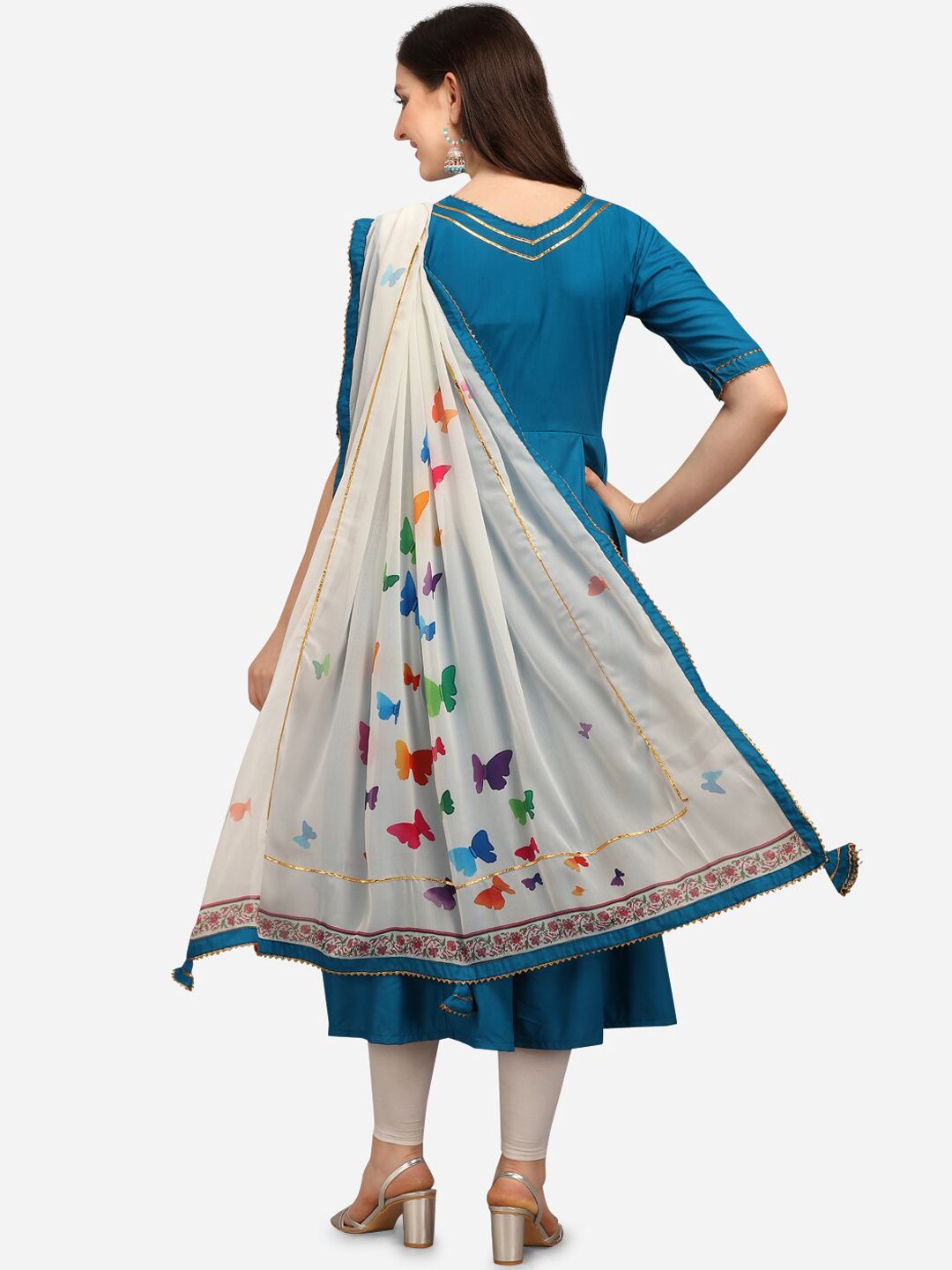 KALINI Women Blue Anarkali Kurta With Dupatta