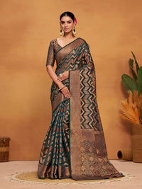 KALINI Woven Banarasi Organza Silk Saree with Blouse Piece