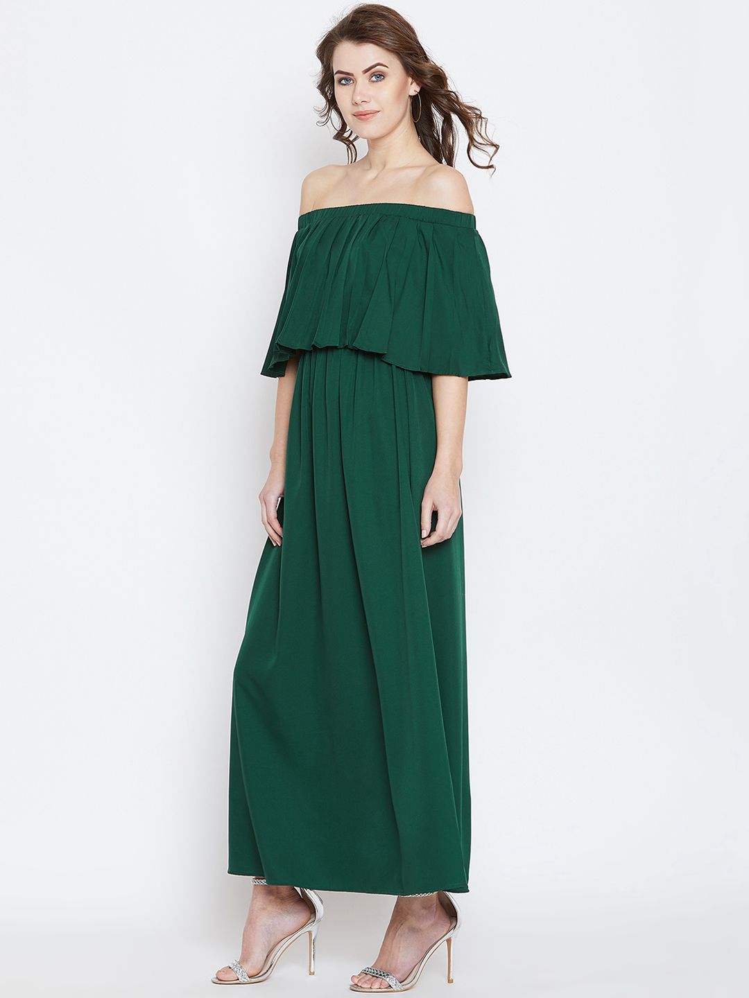 Berrylush Women Solid Green Maxi Dress