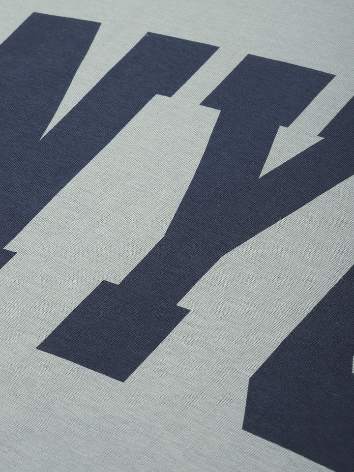 DILLINGER Men Grey & Navy Blue Typography Print Pure Cotton Loose T-shirt