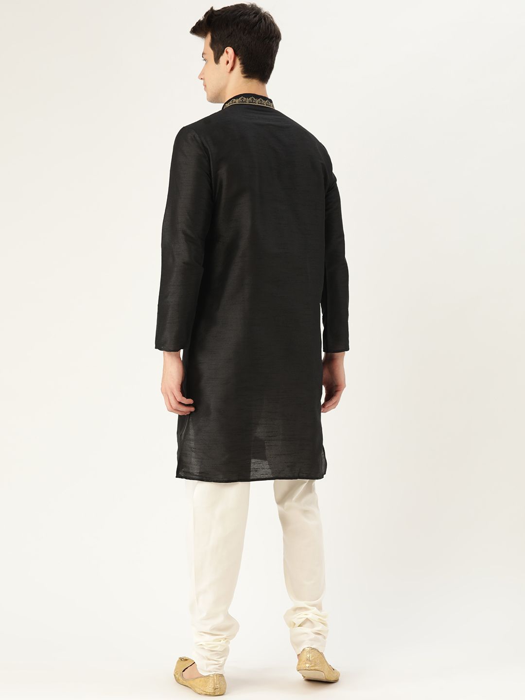 SOJANYA Lelaki Hitam Solid Kurta Lurus