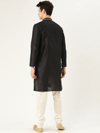 SOJANYA Lelaki Hitam Solid Kurta Lurus