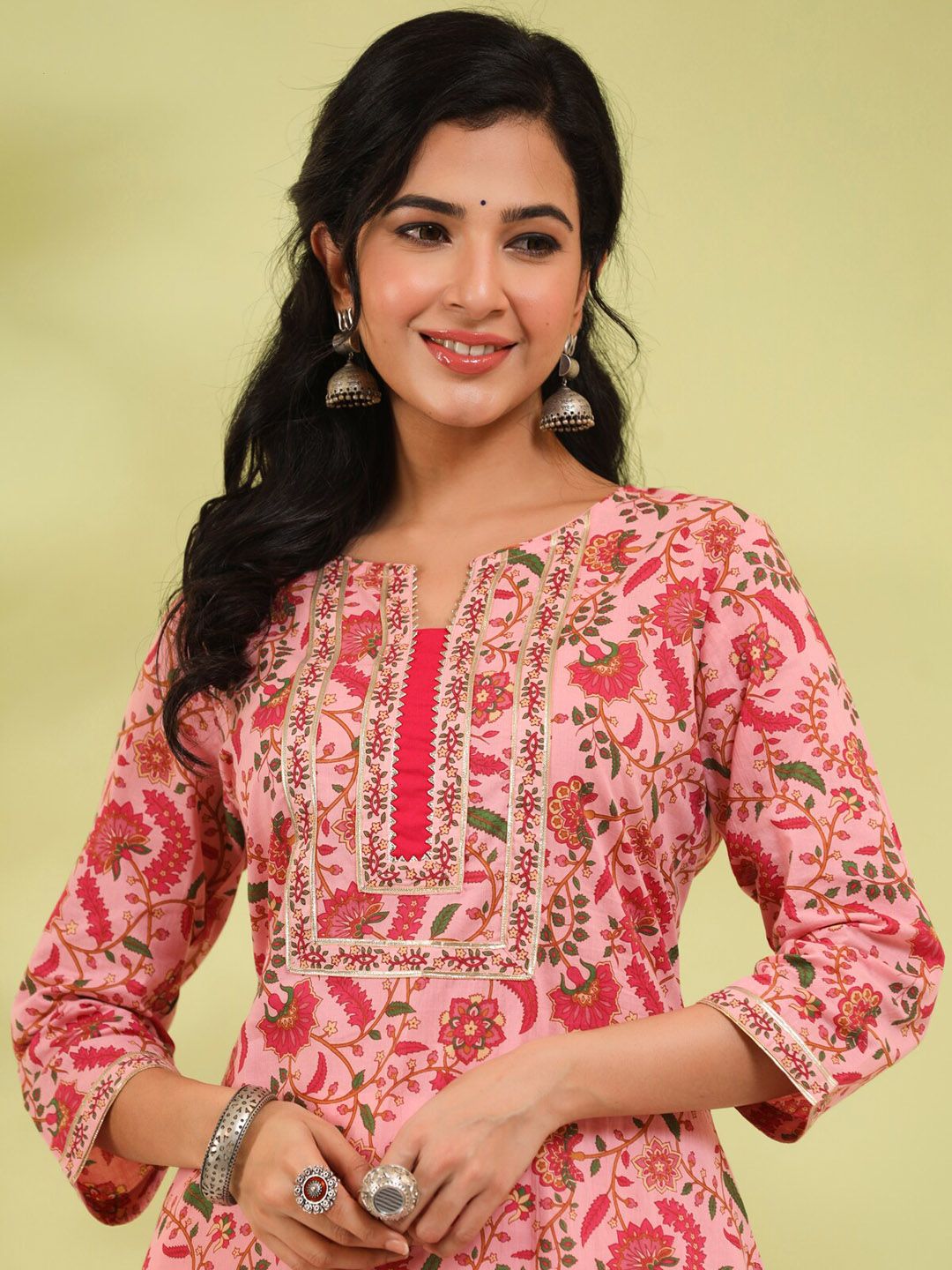Rain & Rainbow Floral Printed A-line Calf-Length Kurta