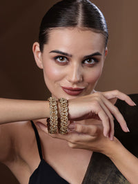 Set PANASH 2 Gelang Bertampal Batu Berlian Amerika Bersalut Emas
