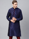 SOJANYA Men Navy Blue Solid Straight Kurta