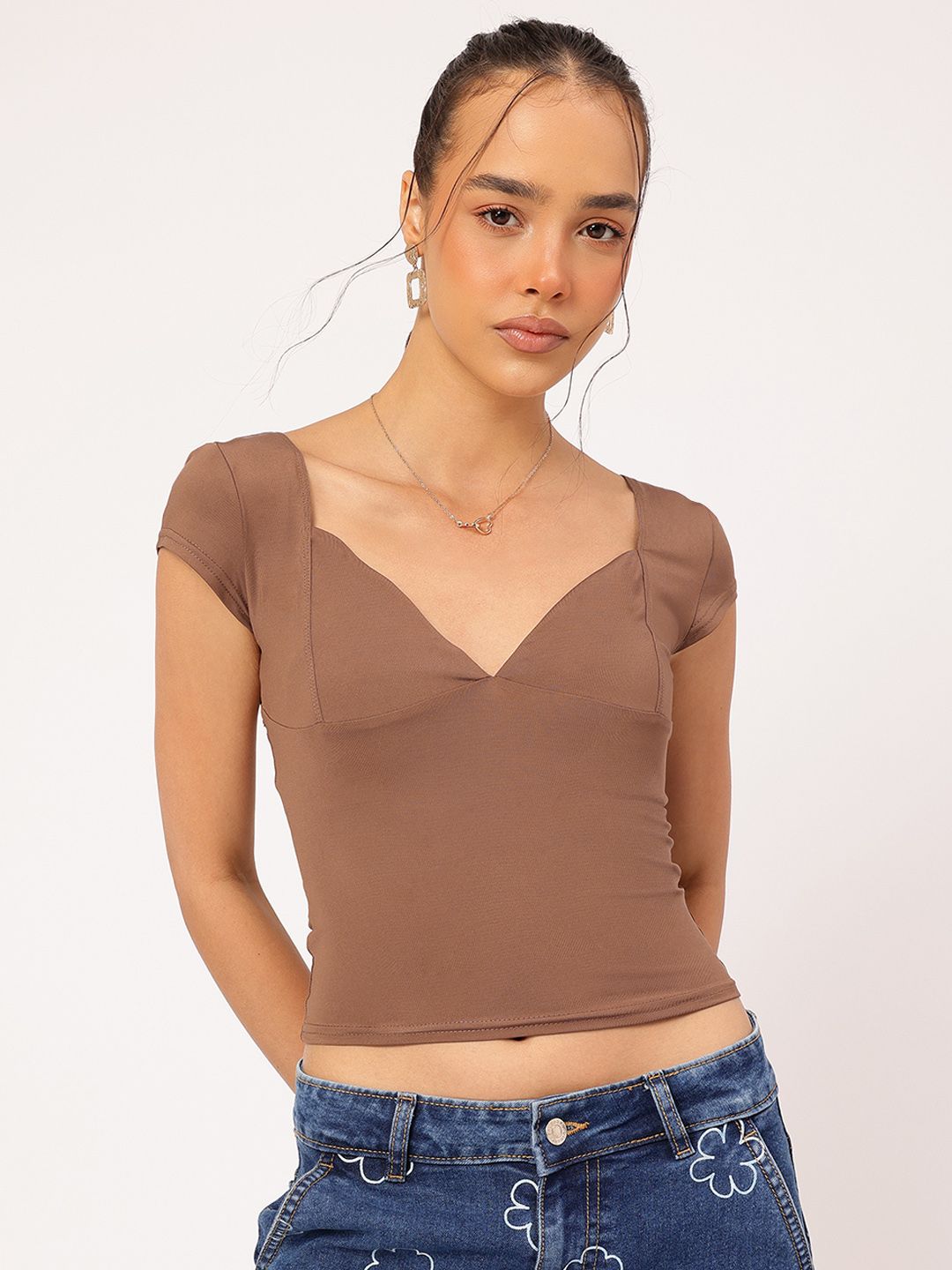 DressBerry Cutie Couture Sweetheart Neck Fitted Top