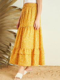 Berrylush Floral Printed Layered A-Line Maxi Skirt