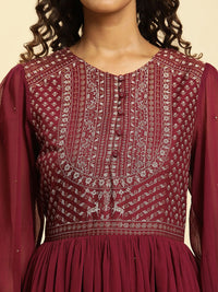 W Floral Embroidered Maxi Ethnic Dress