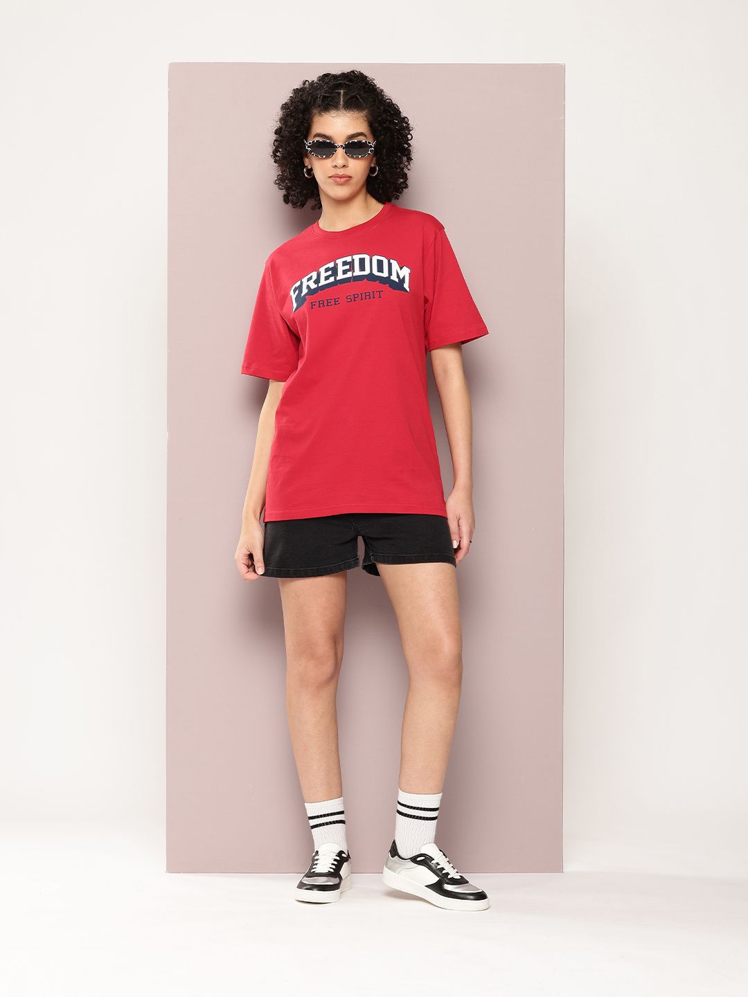 DILLINGER Women Typography Printed Pure Cotton Oversized T-shirt