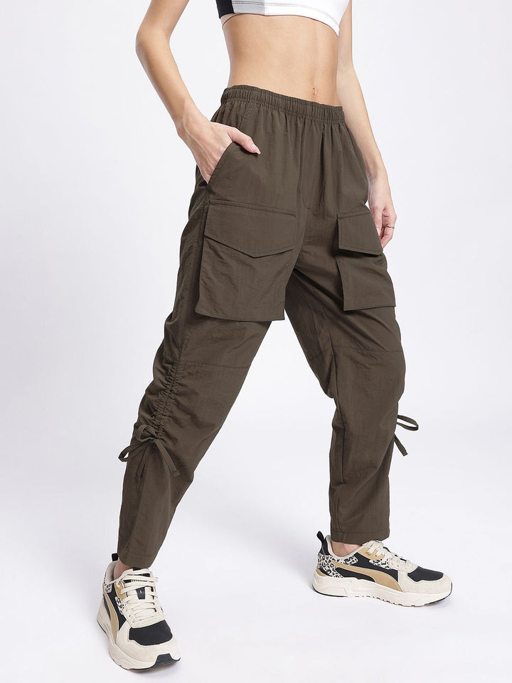 DressBerry Women Everyday Rebel Ruched Tie-Ups Cargo-Style Track Pants