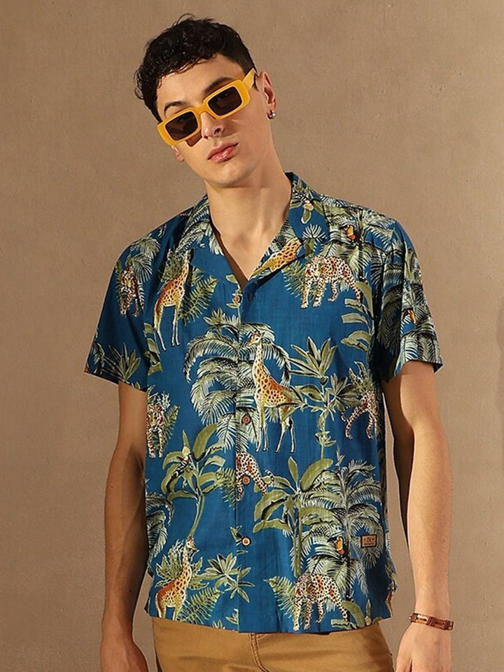 DENNISON Tropical Printed Lightweight Oversized Shirt