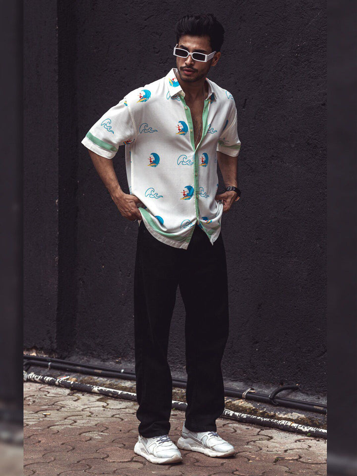 Powerlook India Slim Fit Conversational Printed Casual Oversized Shirt