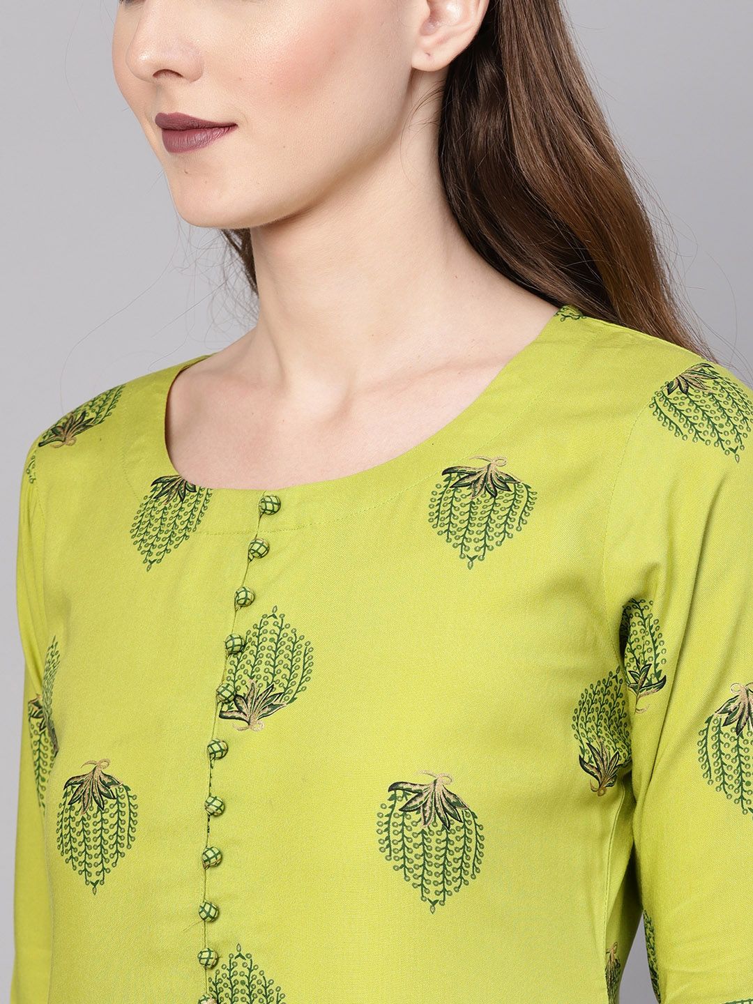 Gerua By Libas Women Green Printed Kurta with Trousers