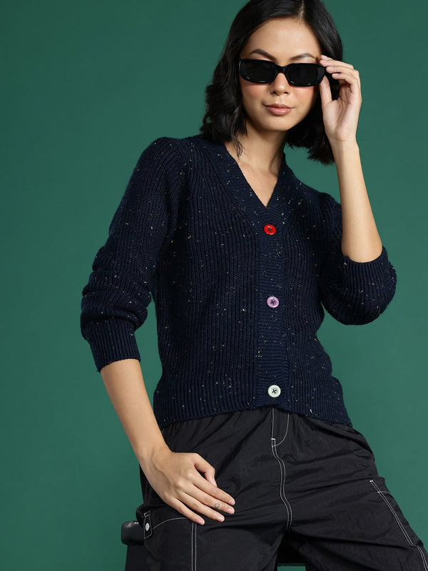 DressBerry V-Neck Ribbed Cardigan