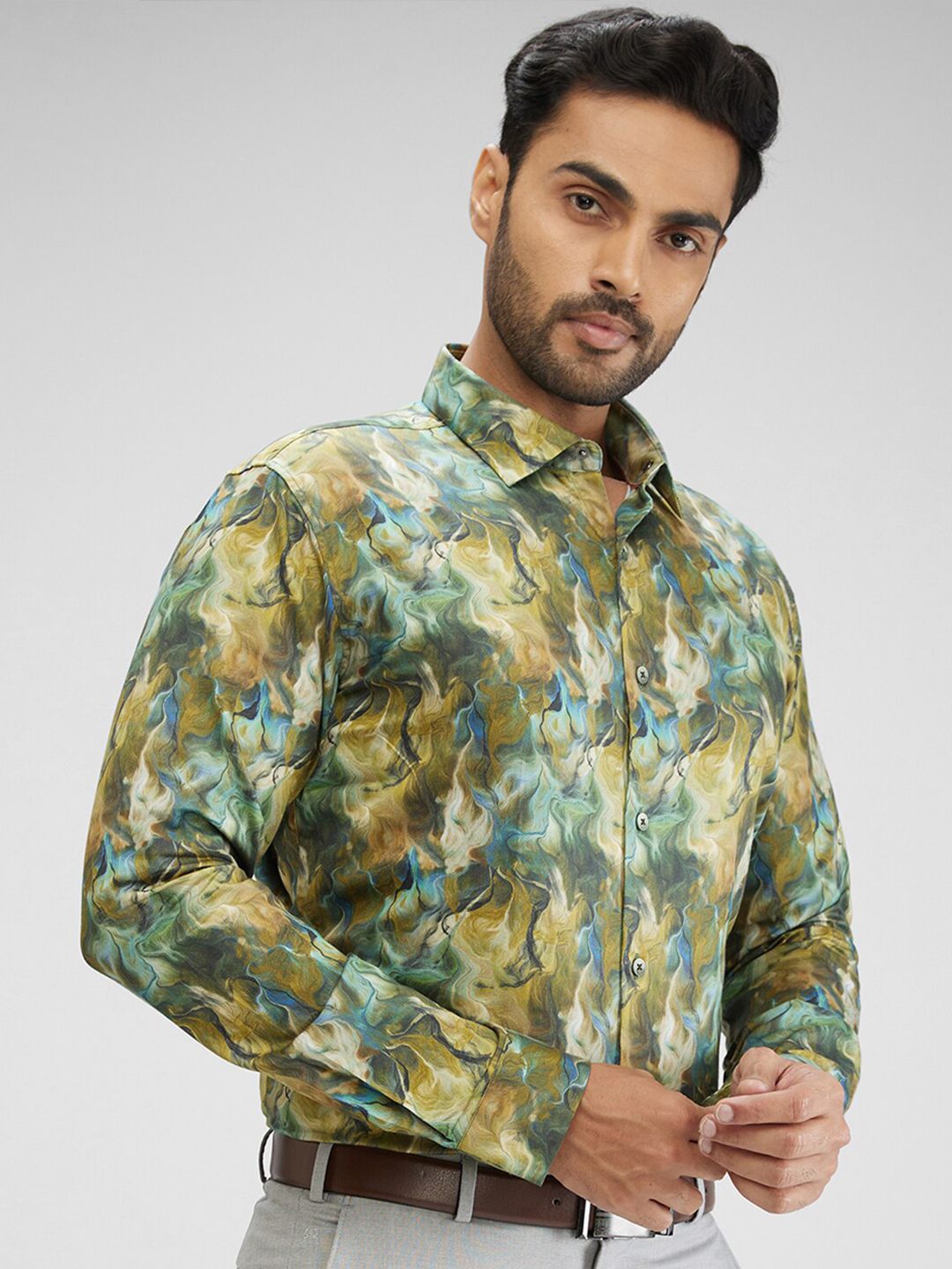 Park Avenue Slim Fit Floral Opaque Printed Cotton Casual Shirt
