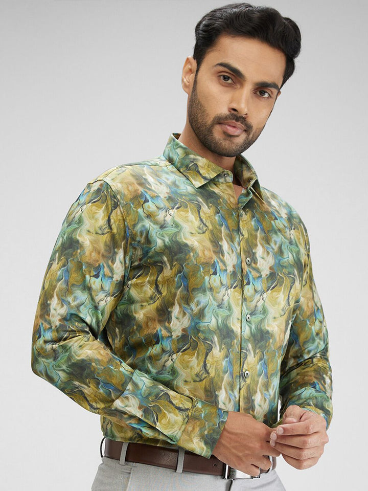 Park Avenue Slim Fit Floral Opaque Printed Cotton Casual Shirt