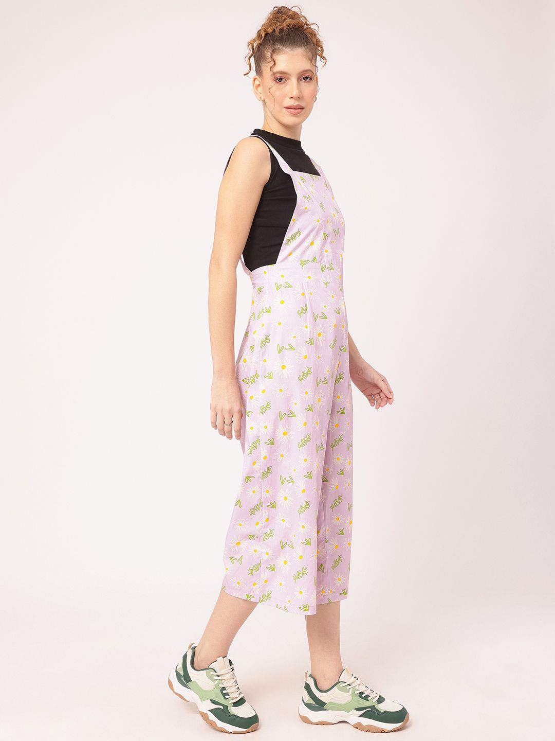 DressBerry Vibrant-Blooms Floral Printed Shoulder Straps Jumpsuit