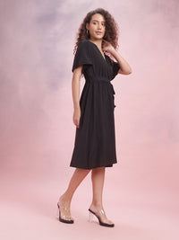 DressBerry Flared Sleeve Wrap Style Dress Comes With a Belt