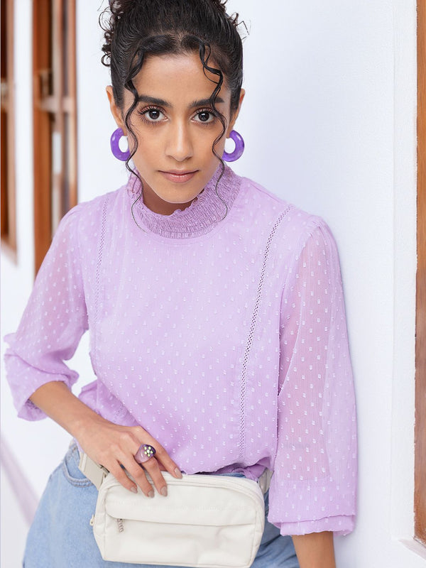 DressBerry Soft Serenity Dobby Poet Sleeves Top