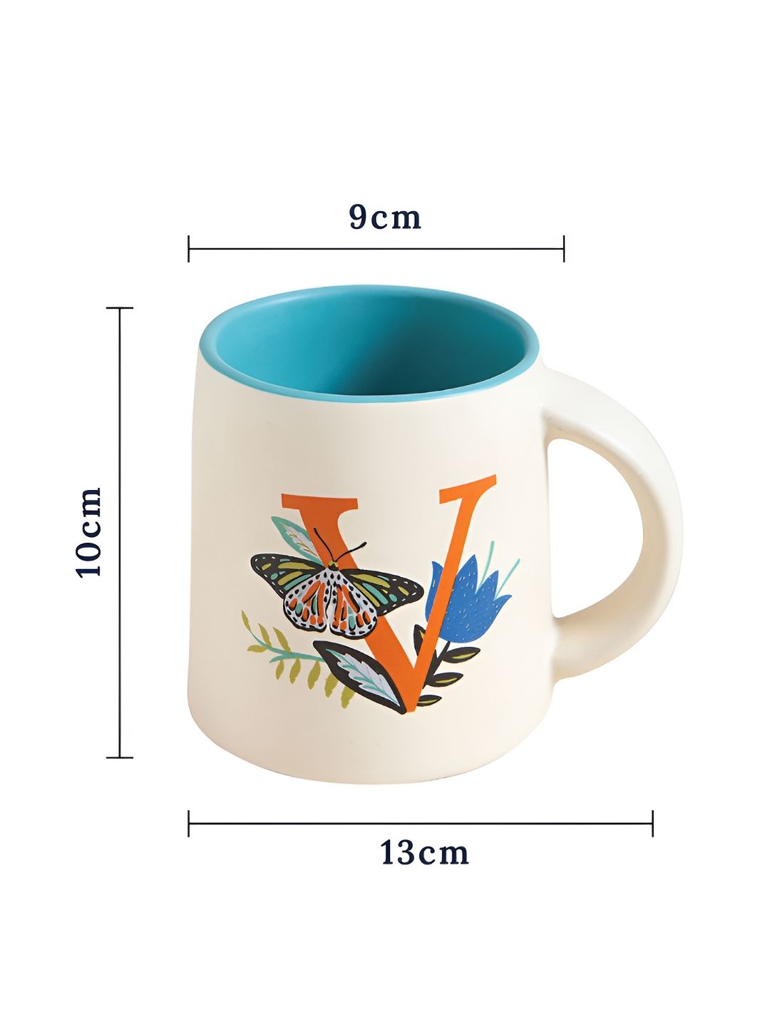 Chumbak Off White & Orange Printed Ceramic Glossy Mug 300 ml