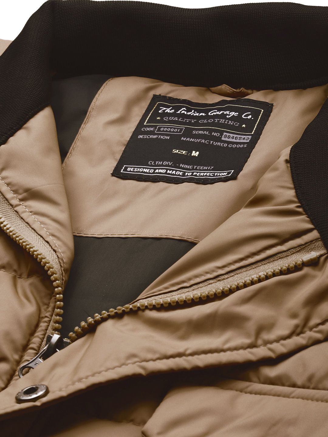 The Indian Garage Co Men Zip-Front Puffer Jacket with Flap-Button Pockets