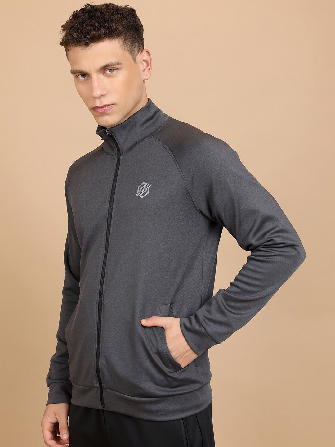 HIGHLANDER Mock Collar Front-Open Sweatshirt