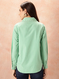 all about you  Studded Striped Pocket Detail Casual Shirt