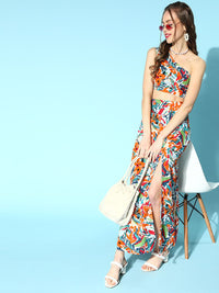 Berrylush Women Classic White Printed Top with Skirt