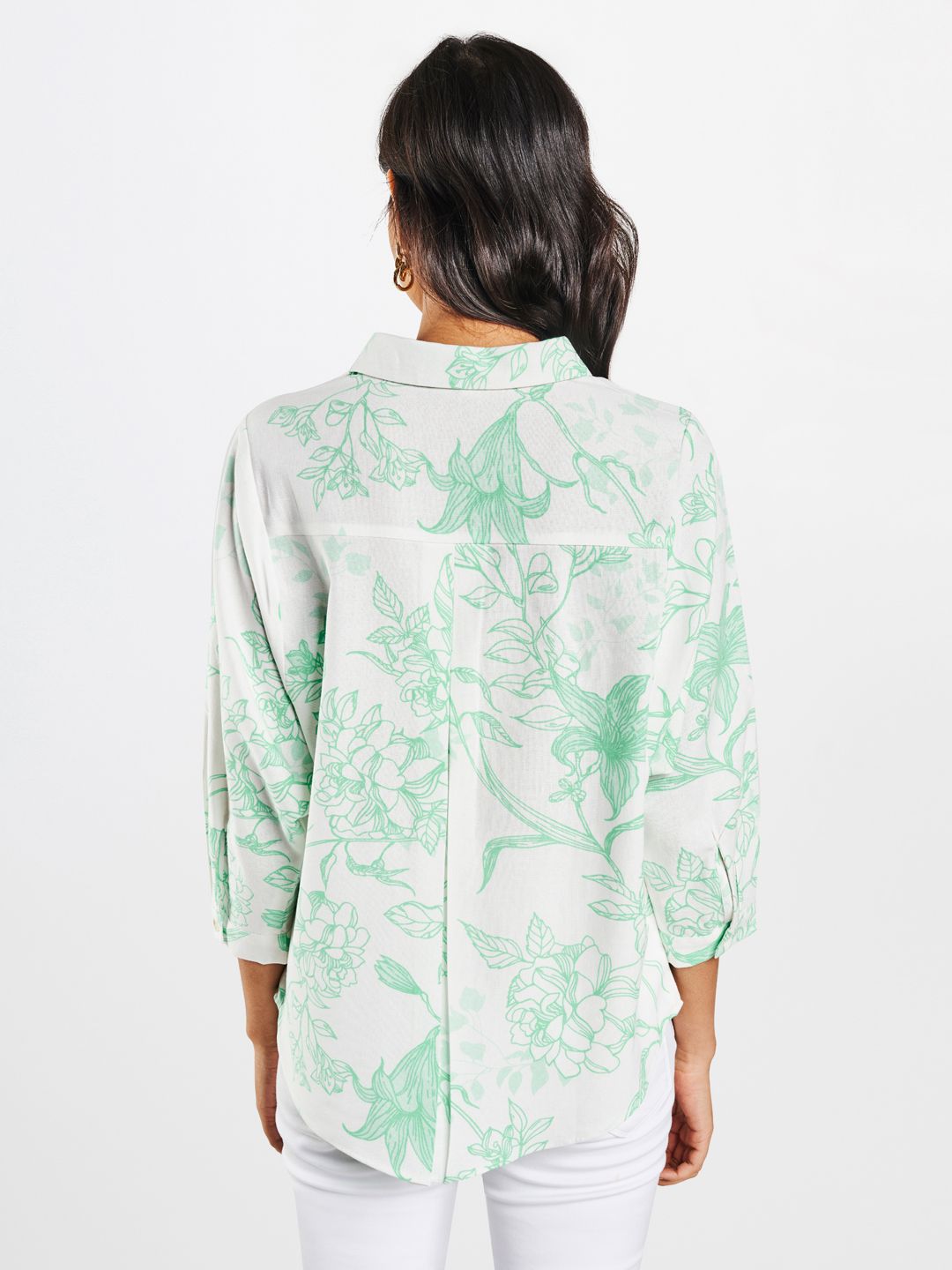 AND Women Green Floral Printed Casual Shirt