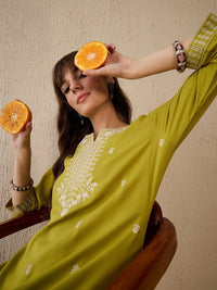 Indo Era Women Ethnic Motifs Embroidered Thread Work Kurta