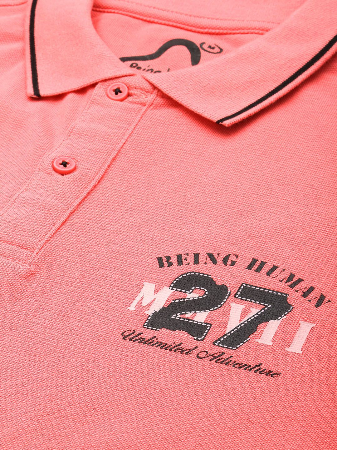 Being Human Polo Collar Pure Cotton T-shirt