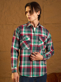 DENNISON Men Double Pocket Drop Shoulder Oversized Cotton Checked Shacket