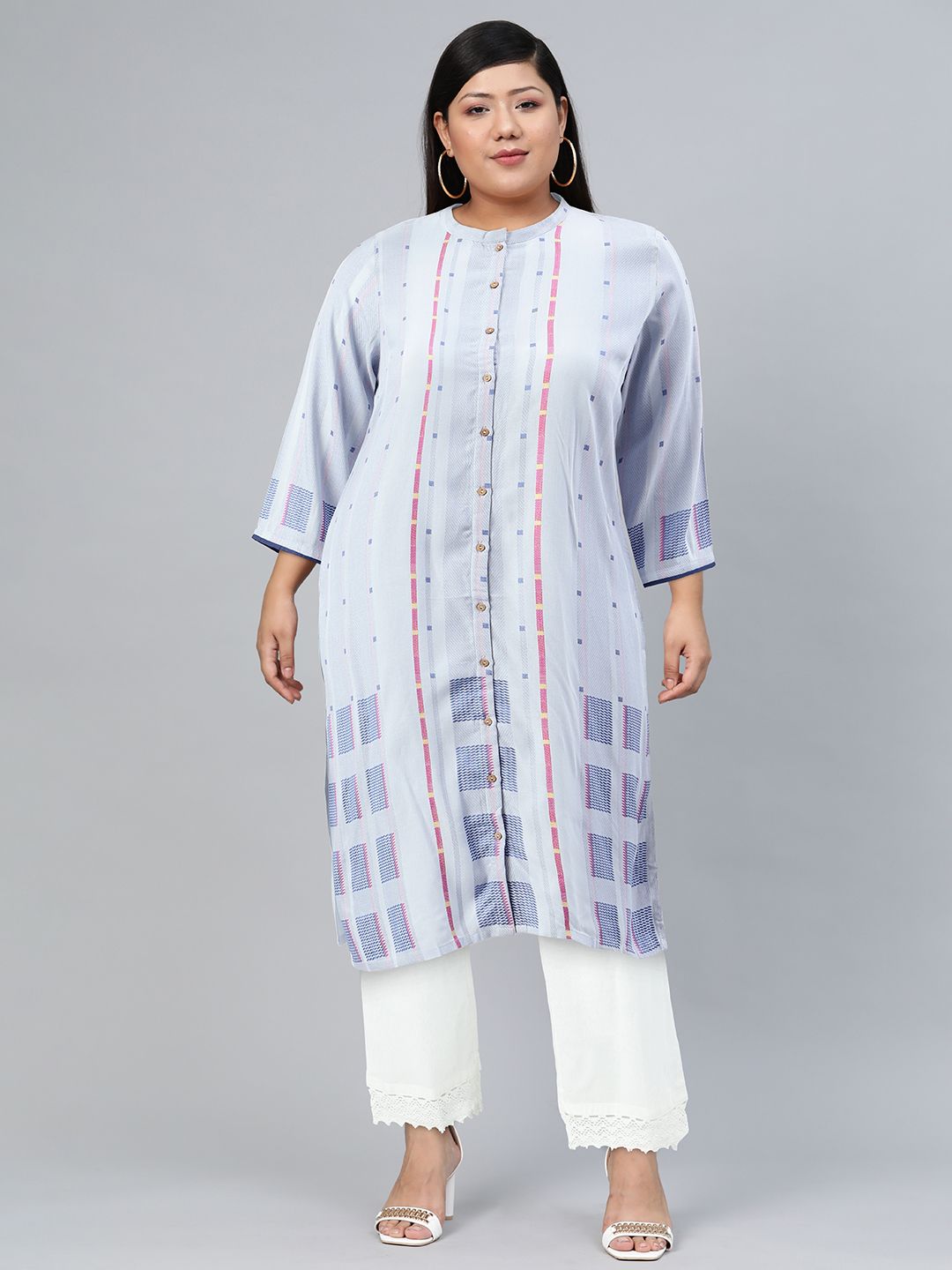 W Women Geometric Print Straight Kurta