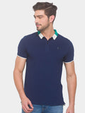 Being Human Men Navy Blue Typography Polo Collar T-shirt