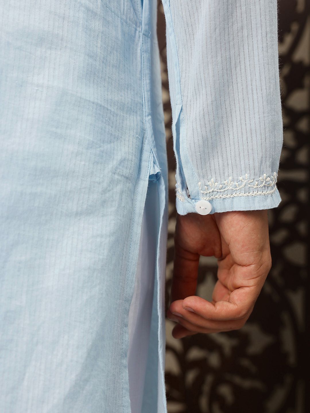 House of Pataudi Striped & Embroidered Jashn Kurta