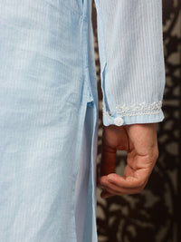 House of Pataudi Striped & Embroidered Jashn Kurta