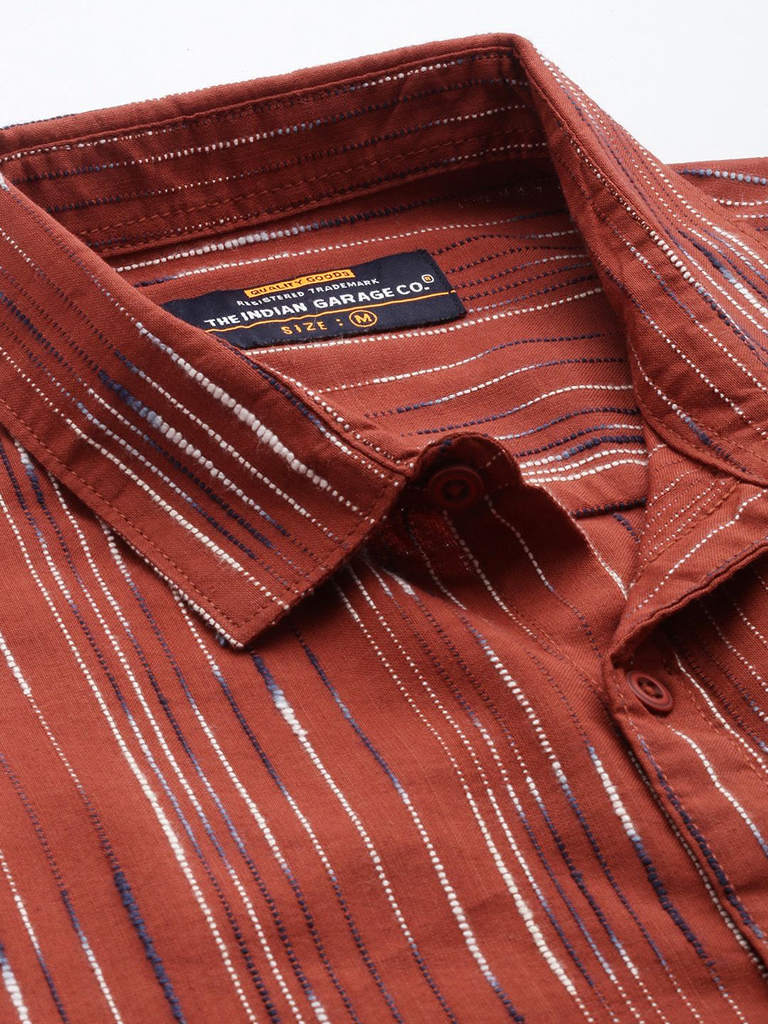 The Indian Garage Co Slim Fit Opaque Self Striped Casual Shirt
