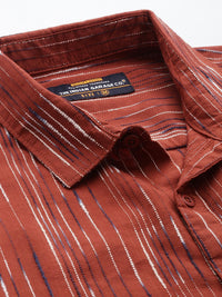 The Indian Garage Co Slim Fit Opaque Self Striped Casual Shirt
